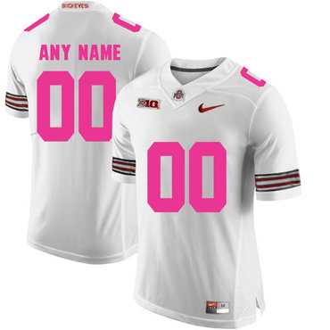 Men%27s Ohio State Buckeyes White Customized 2018 Breast Cancer Awareness College Football Jersey